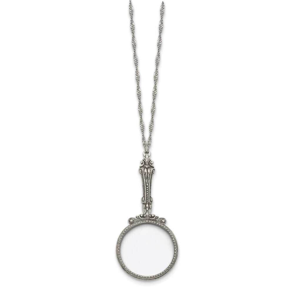 1928 Vintage Design Handle 2X Magnifying Glass 28 inch Twisted Necklace